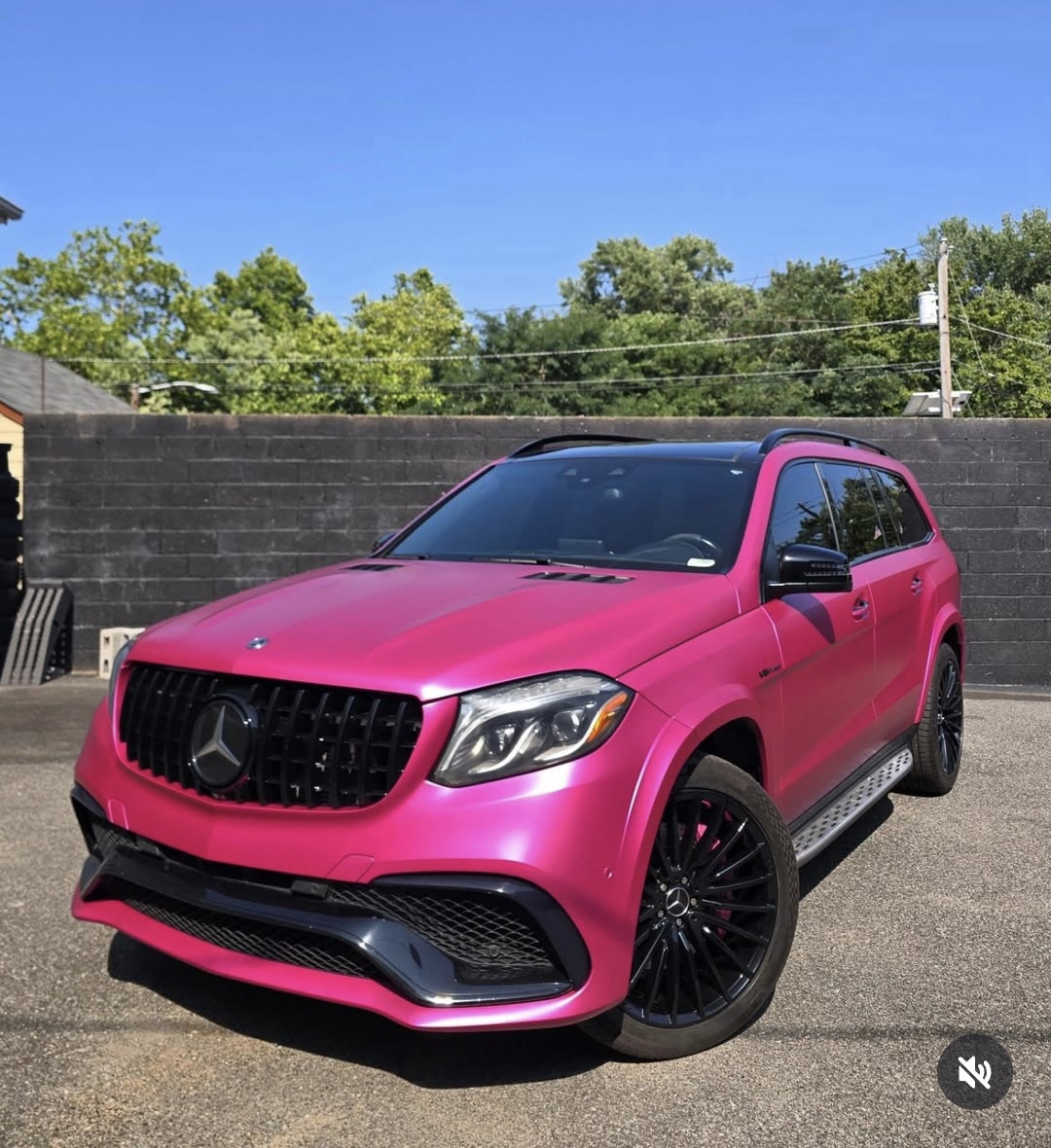 Satin pink Mercedes-AMG GLS 63 wrapped in KPMF vinyl