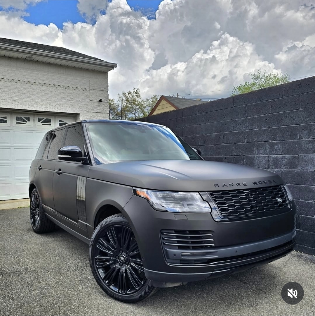 Matte black Range Rover wrapped in KPMF vinyl